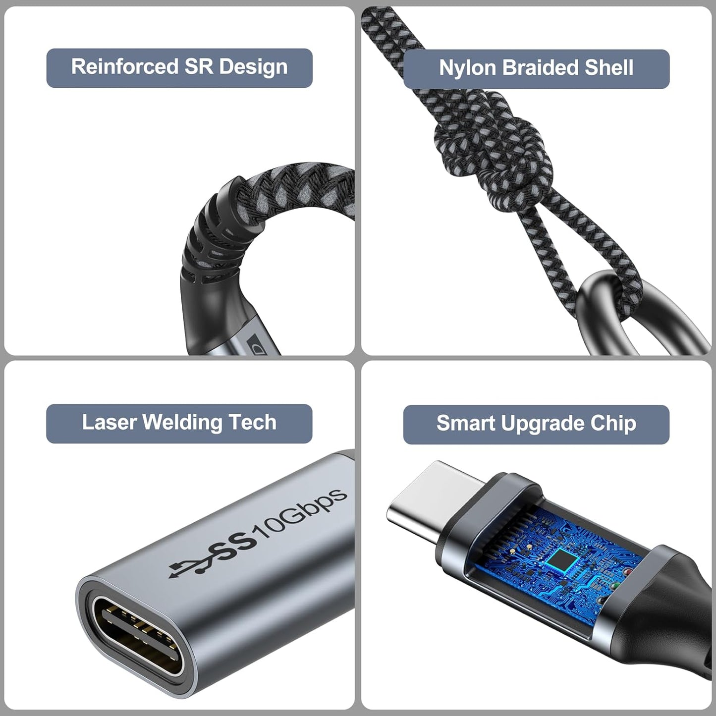USB C Extension Cable 6 FT, USB C Extender Cable 100W Charging/10Gbps Data Transfer/4K Video,Usbc Extension Cord for Iphone 16, Galaxy S25-S21,Macbook Pro, Protable Monitor KYY/MNN,PSVR2, USBC Hub