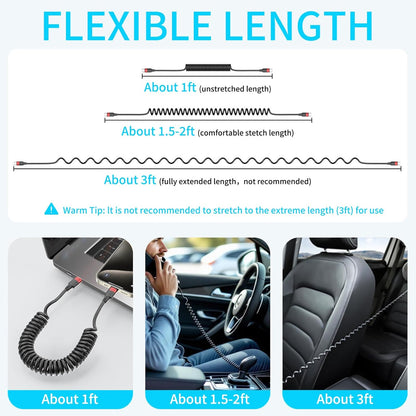 Coiled USB C to USB C Cable, 2 Pack 3FT USBC Car Charger Cord, USBC to USBC Coiled Cable Fast Charging for Carplay, Iphone 17/16/15 Plus/Pro Max, Samsung Galaxy S25 S24 S23, Pixel 10 9