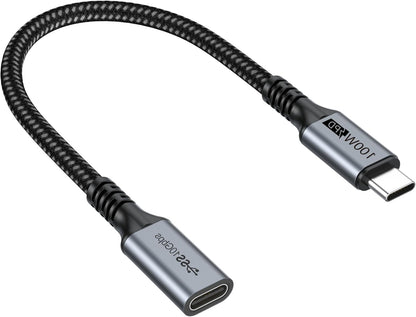 Small USB C Extension Cable 1FT, Short USBC Extender Cord USBC (10Gbps) Male to Female Cable 100W PD Charging/ 4K Video for Macbook Pro/Air, USB C Hub, Microphone, Flash Drive,Docking, Phone, PC