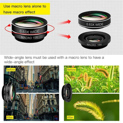 Phone Camera Lens Phone Lens Kit Clip on Fisheye/Macro/Wide Angle Lens for Iphone 16 15 14 13 12 11 Pro Max Samsung Smartphone