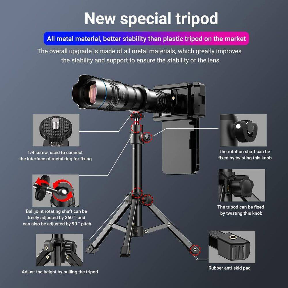 36X Telephoto Lens Kit Universal Clip HD Magnifier for Smartphone Compatible with Iphone Android