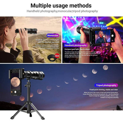 36X Telephoto Lens Kit Universal Clip HD Magnifier for Smartphone Compatible with Iphone Android