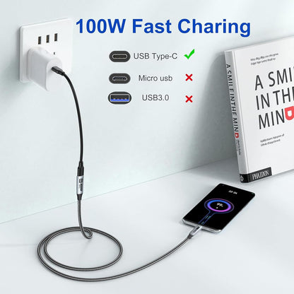 Small USB C Extension Cable 1FT, Short USBC Extender Cord USBC (10Gbps) Male to Female Cable 100W PD Charging/ 4K Video for Macbook Pro/Air, USB C Hub, Microphone, Flash Drive,Docking, Phone, PC