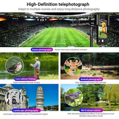 36X HD Telephoto Mobile Lens with Tripod for Iphone Samsung Smartphones 4K Clarity Wildlife Watching
