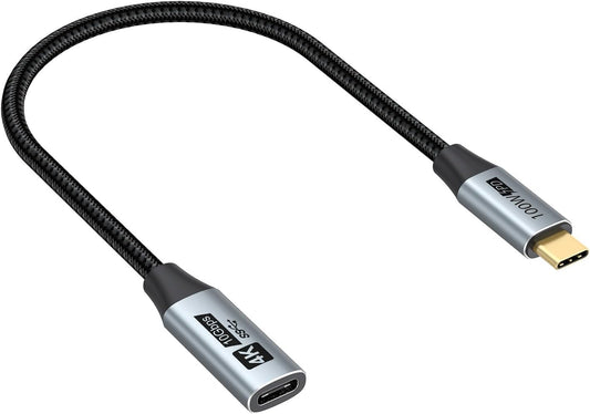Small USB C Extension Cable 1FT, Short USBC Extender Cord USBC (10Gbps) Male to Female Cable 100W PD Charging/ 4K Video for Macbook Pro/Air, USB C Hub, Microphone, Flash Drive,Docking, Phone, PC