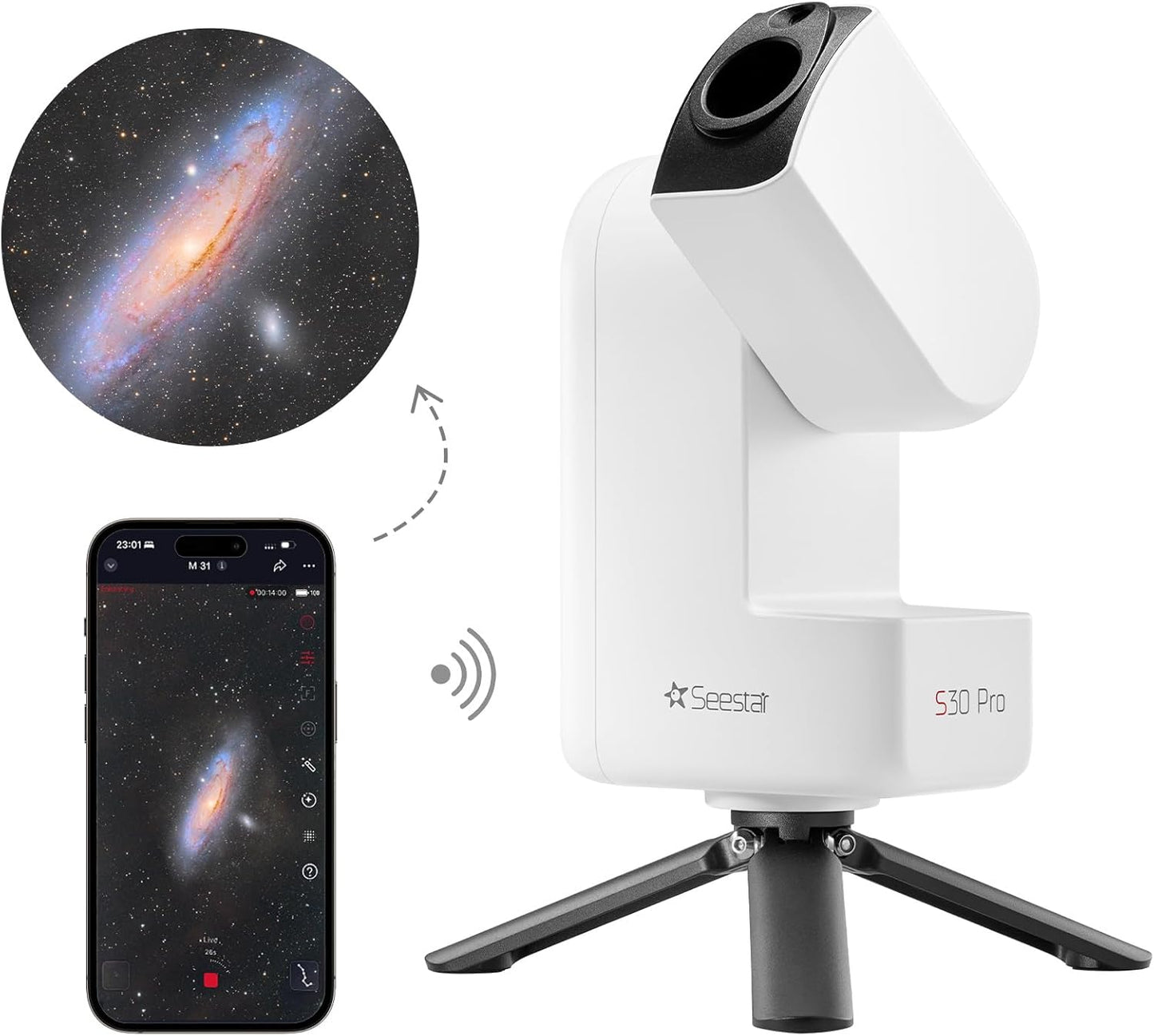 Seestar S30 Pro Smart Telescope, App-Controlled Astrophotography | 4K Dual Camera, Auto Tracking & Goto, One-Tap Capture & Processing, Milky Way & Star Trail, Deep Sky & Wide-Field Imaging