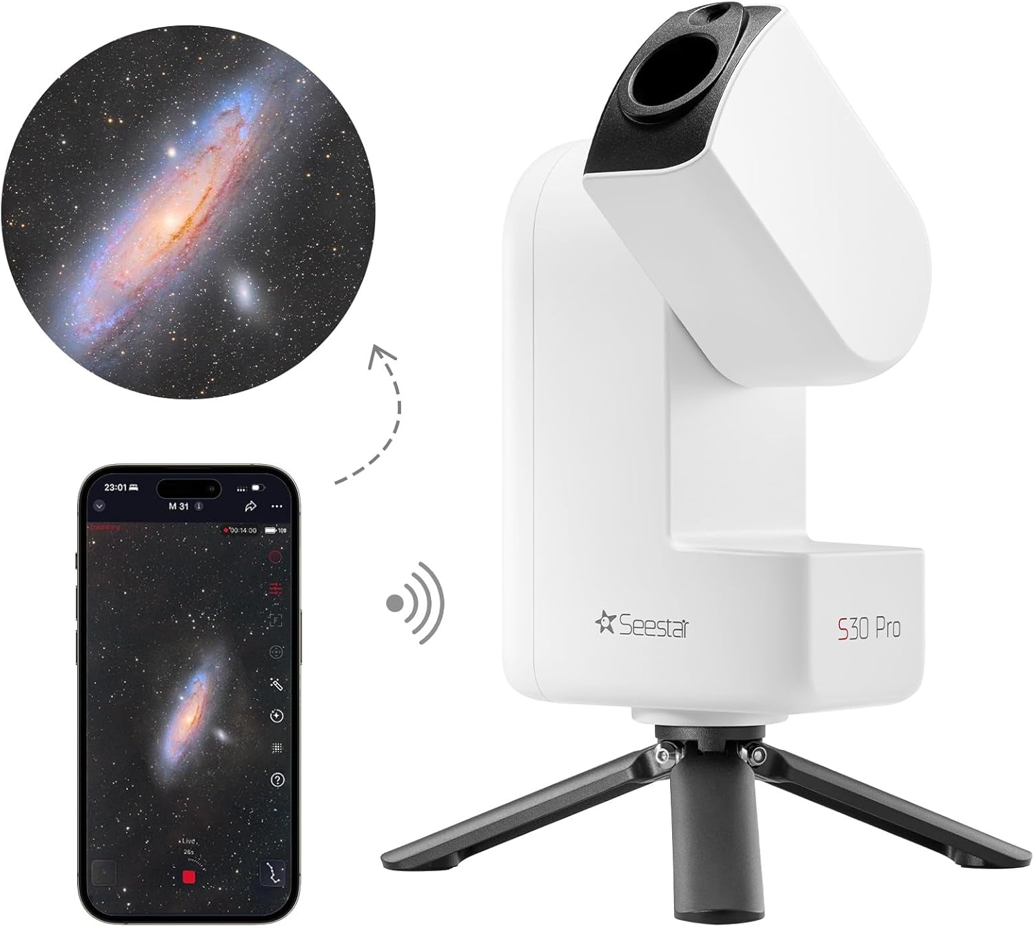 Seestar S30 Pro Smart Telescope, App-Controlled Astrophotography | 4K Dual Camera, Auto Tracking & Goto, One-Tap Capture & Processing, Milky Way & Star Trail, Deep Sky & Wide-Field Imaging