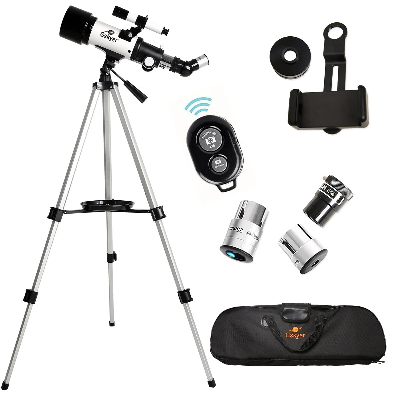 70Mm F/5.7 Refracting Telescope with Phone Adapter, Wireless Remote, Carry Bag