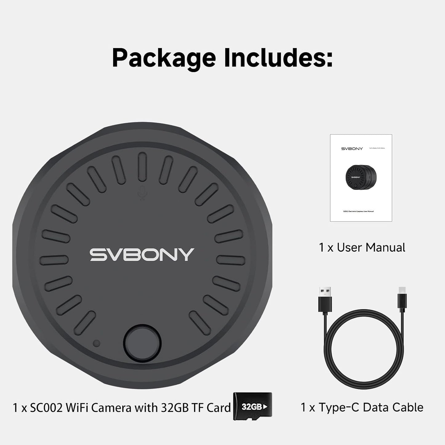 SC002 Wireless Electronic Eyepiece, Digiscoping Wifi Electronic Eyepiece Camera with 1080P HD, Digital Zoom, Spotting Scope Camera for 37Mm-56Mm Scopes for Target Shooting, Bird Watching (32GB)