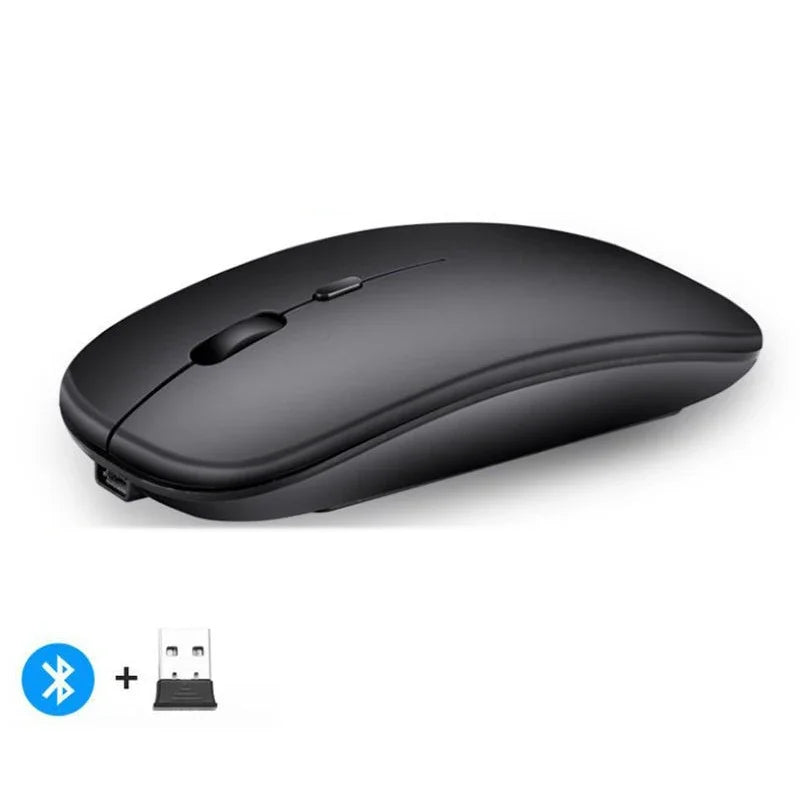 Rechargeable Dual-Mode Wireless Mouse with Bluetooth and 2.4GHz Connectivity for PC, Laptop, and MacBook