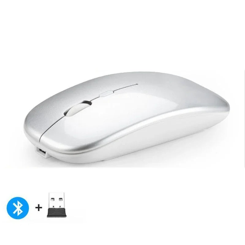Rechargeable Dual-Mode Wireless Mouse with Bluetooth and 2.4GHz Connectivity for PC, Laptop, and MacBook