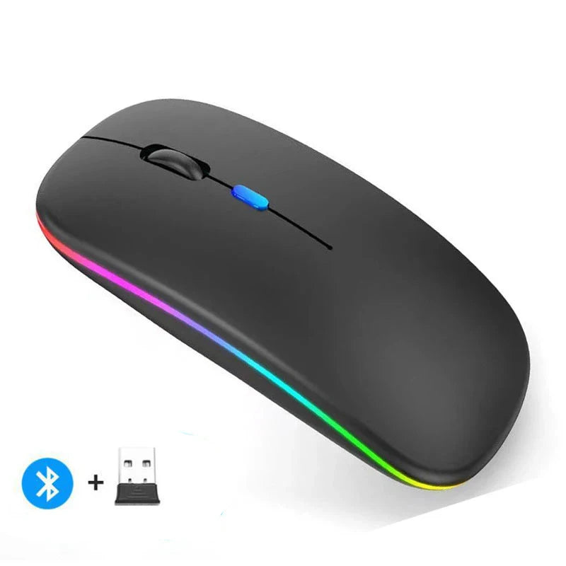 Rechargeable Dual-Mode Wireless Mouse with Bluetooth and 2.4GHz Connectivity for PC, Laptop, and MacBook