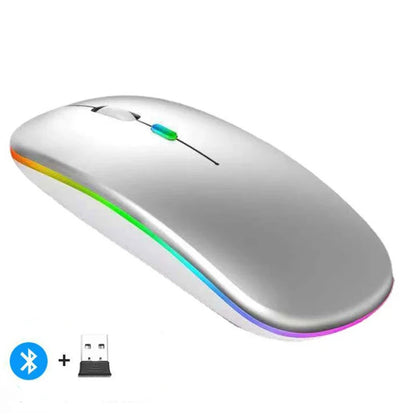 Rechargeable Dual-Mode Wireless Mouse with Bluetooth and 2.4GHz Connectivity for PC, Laptop, and MacBook