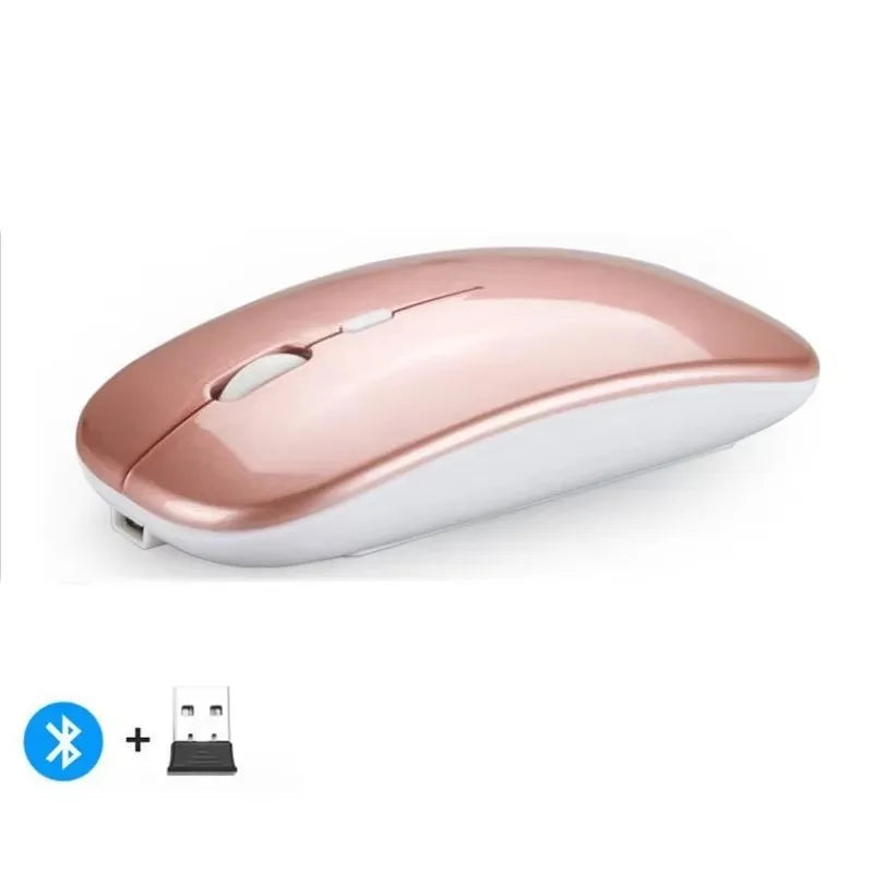 Rechargeable Dual-Mode Wireless Mouse with Bluetooth and 2.4GHz Connectivity for PC, Laptop, and MacBook