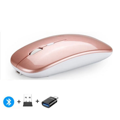 Rechargeable Dual-Mode Wireless Mouse with Bluetooth and 2.4GHz Connectivity for PC, Laptop, and MacBook