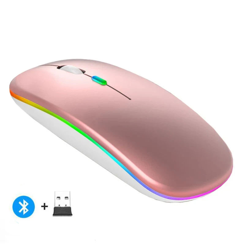 Rechargeable Dual-Mode Wireless Mouse with Bluetooth and 2.4GHz Connectivity for PC, Laptop, and MacBook