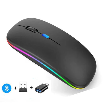 Rechargeable Dual-Mode Wireless Mouse with Bluetooth and 2.4GHz Connectivity for PC, Laptop, and MacBook
