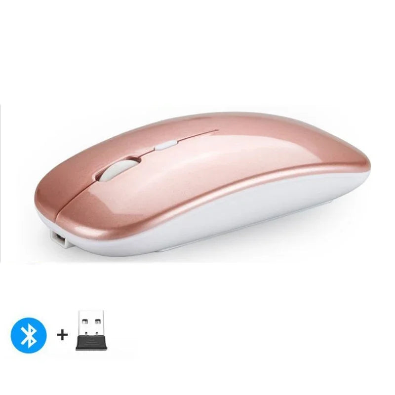 Rechargeable Dual-Mode Wireless Mouse with Bluetooth and 2.4GHz Connectivity for PC, Laptop, and MacBook