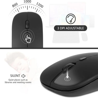 Rechargeable Dual-Mode Wireless Mouse with Bluetooth and 2.4GHz Connectivity for PC, Laptop, and MacBook