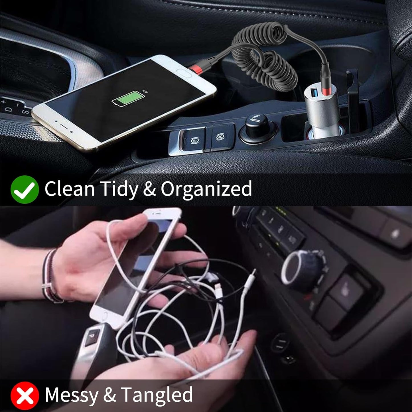 Coiled USB C to USB C Cable, 2 Pack 3FT USBC Car Charger Cord, USBC to USBC Coiled Cable Fast Charging for Carplay, Iphone 17/16/15 Plus/Pro Max, Samsung Galaxy S25 S24 S23, Pixel 10 9