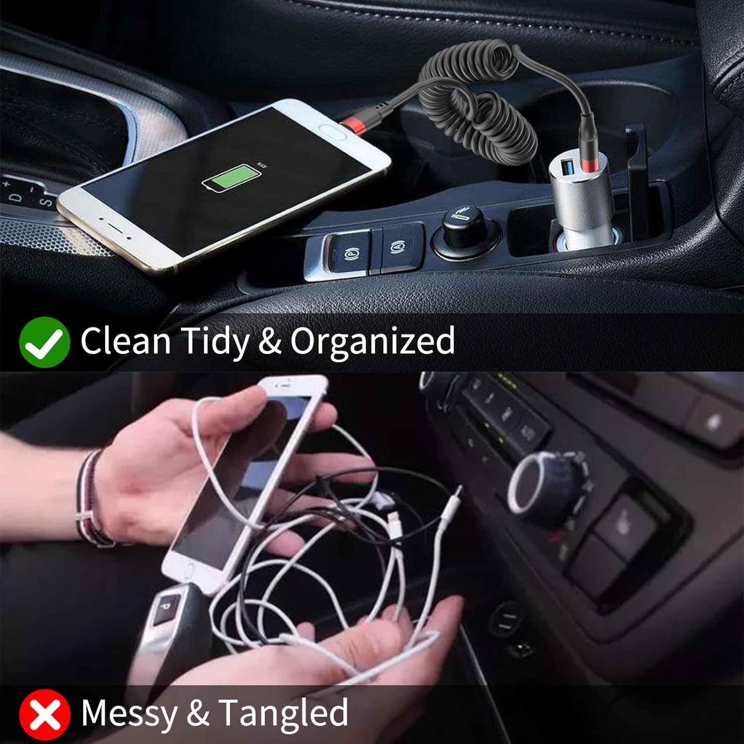 Coiled USB C to USB C Cable, 2 Pack 3FT USBC Car Charger Cord, USBC to USBC Coiled Cable Fast Charging for Carplay, Iphone 17/16/15 Plus/Pro Max, Samsung Galaxy S25 S24 S23, Pixel 10 9