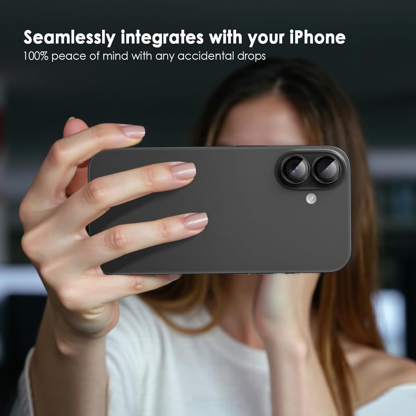 Camera Lens Protector for Iphone 17, 9H Tempered Glass Camera Screen Cover, Black Metal Individual Ring