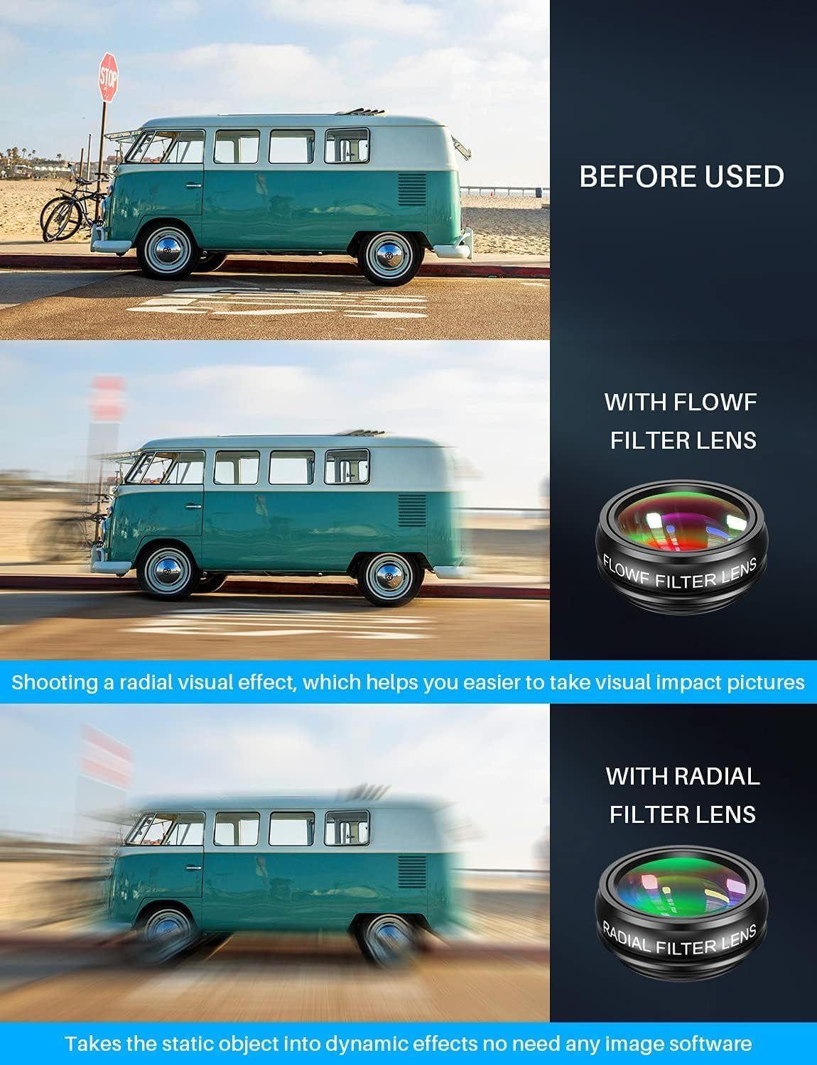 10 in 1 Cell Phone Camera Lens Kit, Wide Angle Lens & Macro Lens+Fisheye Lens+Telephoto Lens+Cpl/Flow/Radial/Star Filter+Kaleidoscope 3/6 Lens for Iphone Samsung Sony and Most of Smartphone