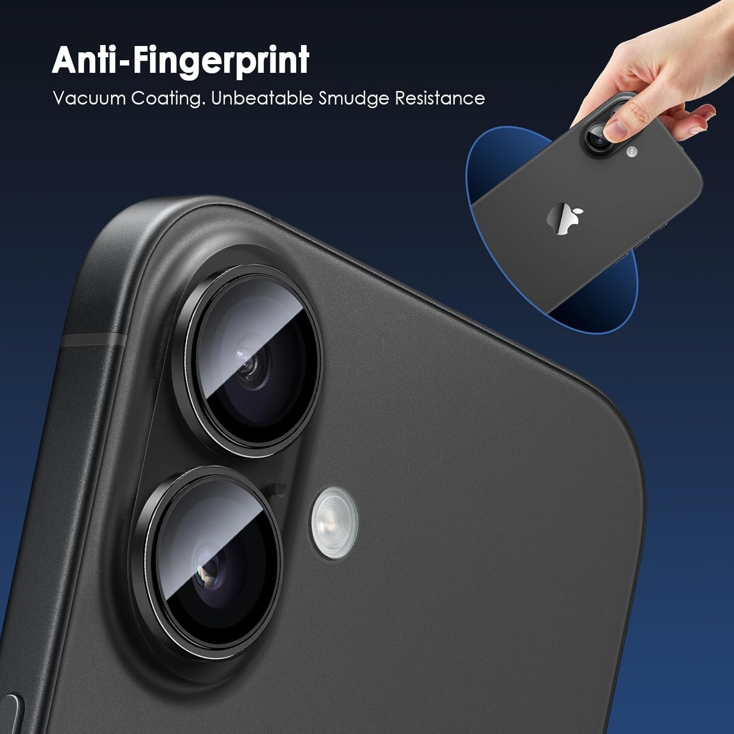 Camera Lens Protector for Iphone 17, 9H Tempered Glass Camera Screen Cover, Black Metal Individual Ring
