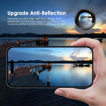 Camera Lens Protector for Iphone 17, 9H Tempered Glass Camera Screen Cover, Black Metal Individual Ring