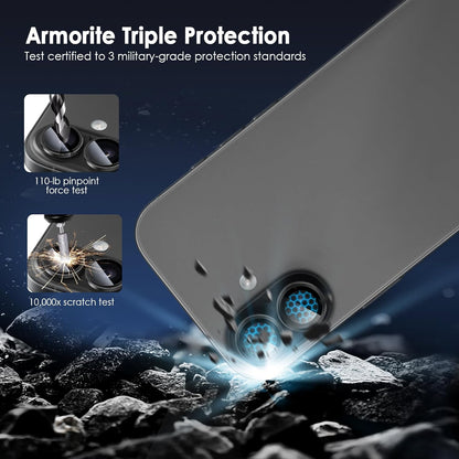 Camera Lens Protector for Iphone 17, 9H Tempered Glass Camera Screen Cover, Black Metal Individual Ring