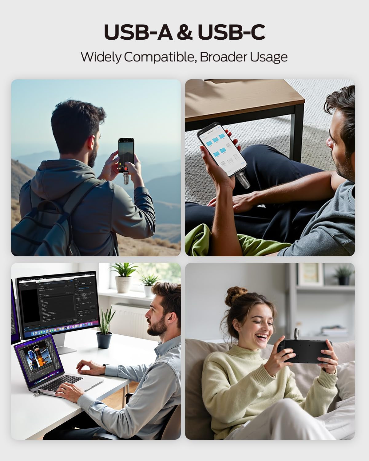 1TB Flash Drive, External SSD with 1000Mb/S Read Write Speed, USB 3.2 Gen2+Type C Dual Port Portable SSD, Thumb Drive for Iphone 15, 16, 17 Series/Macbook/Android Phone/Audio Etc(1 Pack)