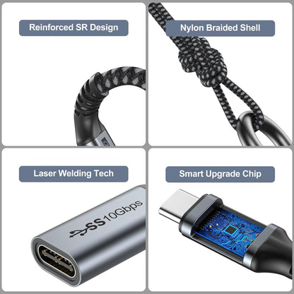USB C Extension Cable 6 FT, USB C Extender Cable 100W Charging/10Gbps Data Transfer/4K Video,Usbc Extension Cord for Iphone 16, Galaxy S25-S21,Macbook Pro, Protable Monitor KYY/MNN,PSVR2, USBC Hub