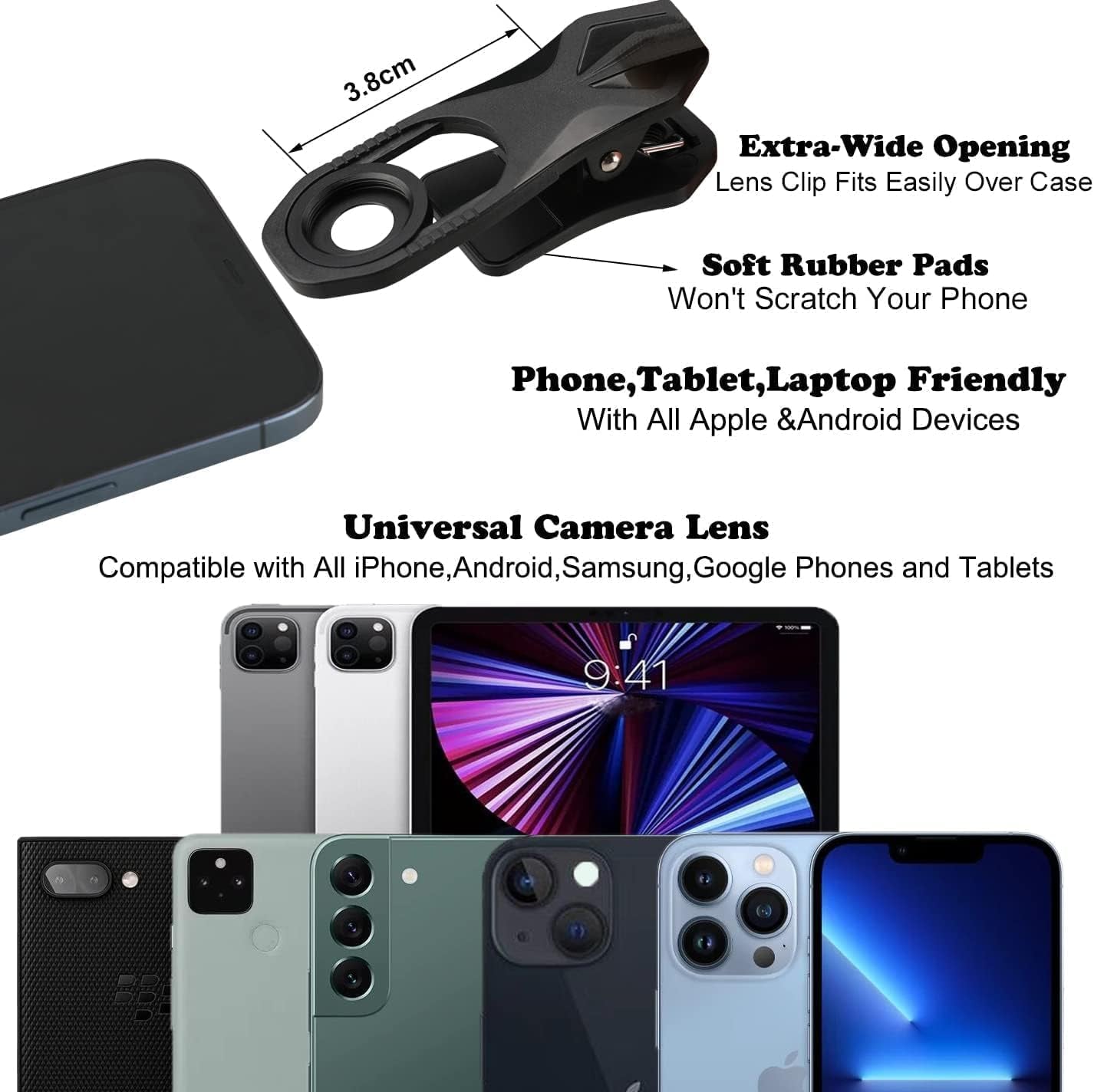 180° Fisheye Lens for Iphone Samsung Google Android Smartphone,With Clip,Cell Phone Lens,Anamorphic Lens,Funny Pictures