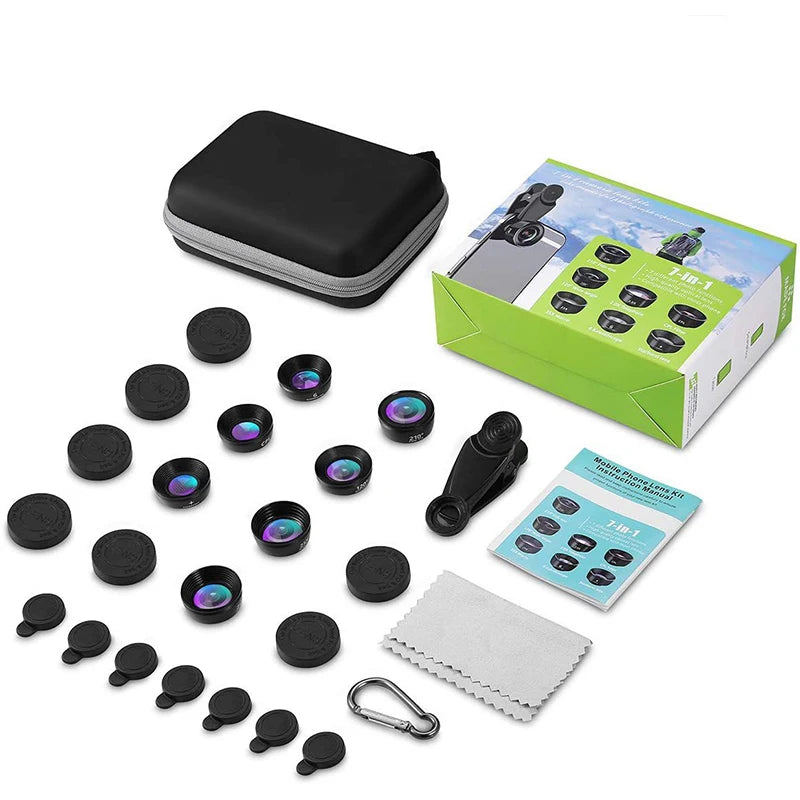 Phone Camera Lens Phone Lens Kit Clip on Fisheye/Macro/Wide Angle Lens for Iphone 16 15 14 13 12 11 Pro Max Samsung Smartphone