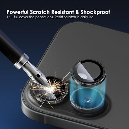 Camera Lens Protector for Iphone 17, 9H Tempered Glass Camera Screen Cover, Black Metal Individual Ring